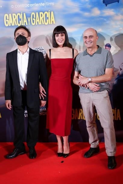 Jose Mota, Eva Ugarte and Pepe Viyuela attend the 'Garcia y Garcia' premiere at Callao City Lights cinema on August 25, 2021 in Madrid, Spain.