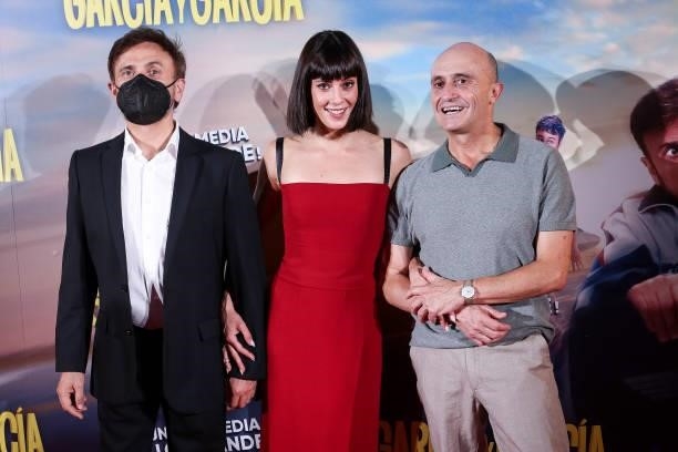Jose Mota, Eva Ugarte and Pepe Viyuela attend the 'Garcia y Garcia' premiere at Callao City Lights cinema on August 25, 2021 in Madrid, Spain.