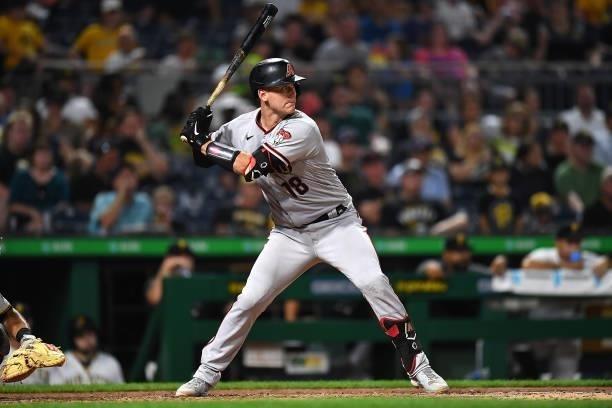 Carson Kelly of the Arizona Diamondbacks in action during the game against the Pittsburgh Pirates at PNC Park on August 23, 2021 in Pittsburgh,...