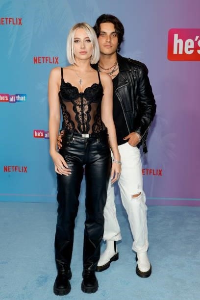 Vanessa Dubasso and Samuel Larsen attend Netflix's premiere of "He's All That