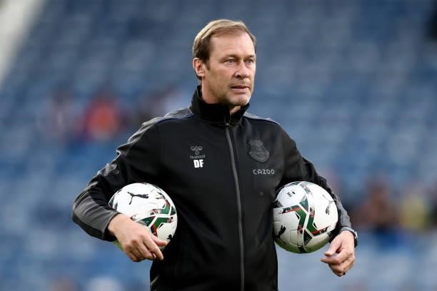 Duncan Ferguson, Assistant Manager of Everton looks on prior to the Carabao Cup Second Round match between Huddersfield Town and Everton at The John...