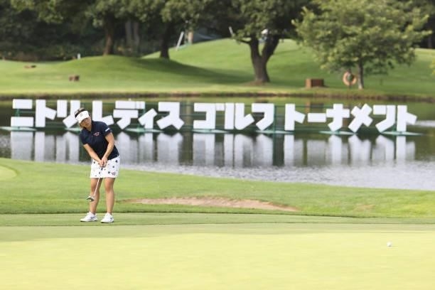 Natsuka Hori of Japan putts on the 17th hole during the first round of the Nitori Ladies at Otaru Country Club on August 26, 2021 in Otaru, Hokkaido,...