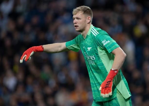 Goalkeeper Aaron Ramsdale of Arsenal during the Carabao Cup Second Round match between West Bromwich Albion and Arsenal at The Hawthorns on August...