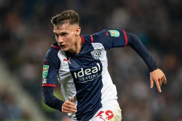 Taylor Gardner-Hickman of West Bromwich Albion during the Carabao Cup Second Round match between West Bromwich Albion and Arsenal at The Hawthorns on...