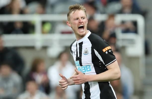 Sean Longstaff of Newcastle United reacts during the Carabao Cup Second Round match between Newcastle United and Burnley at St. James Park on August...