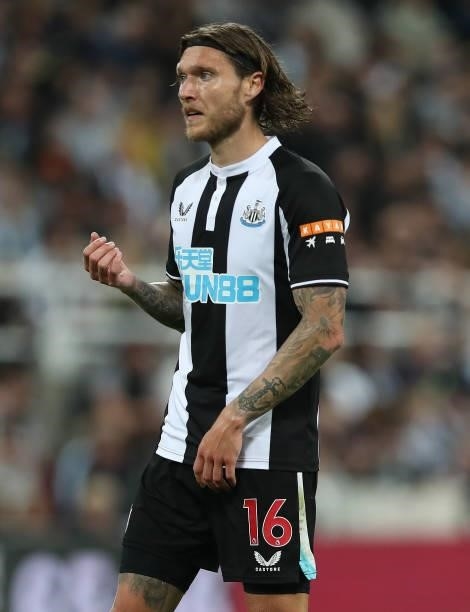 Jeff Hendrick of Newcastle United is seen during the Carabao Cup Second Round match between Newcastle United and Burnley at St. James Park on August...