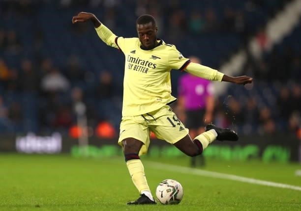 Nicolas Pepe of Arsenal in action during the Carabao Cup Second Round match between West Bromwich Albion and Arsenal at The Hawthorns on August 25,...
