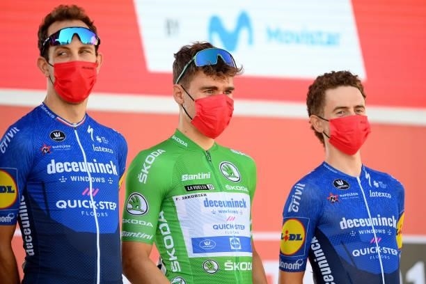 Fabio Jakobsen of Netherlands and Team Deceuninck - Quick-Step green points jersey during the team presentation prior to the 76th Tour of Spain 2021,...