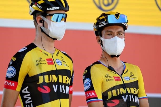 Primoz Roglic of Slovenia and Team Jumbo - Visma during the team presentation prior to the 76th Tour of Spain 2021, Stage 12 a 175 km stage from Jaén...