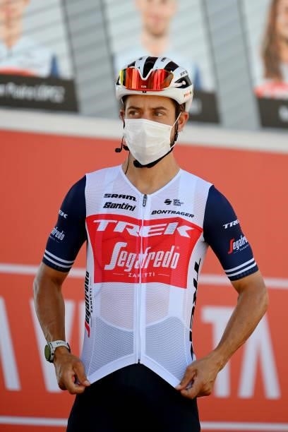Kiel Reijnen of United States and Team Trek - Segafredo during the team presentation prior to the 76th Tour of Spain 2021, Stage 12 a 175 km stage...