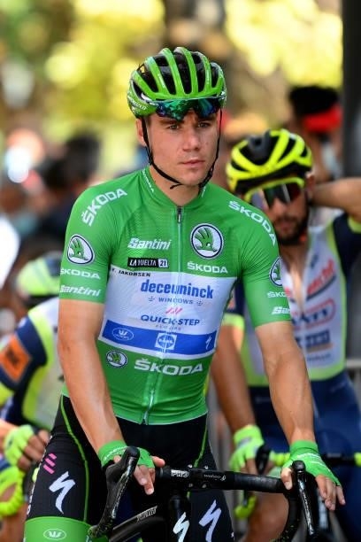 Fabio Jakobsen of Netherlands and Team Deceuninck - Quick-Step green points jersey prepares for the race prior to the 76th Tour of Spain 2021, Stage...