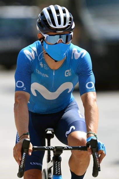 Miguel Ángel López Moreno of Colombia and Movistar Team prepares for the race prior to the 76th Tour of Spain 2021, Stage 12 a 175 km stage from Jaén...