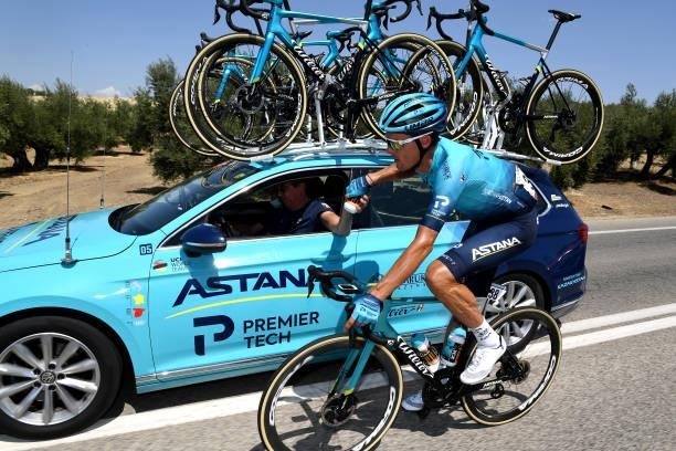 Luis Leon Sanchez Gil of Spain and Team Astana – Premier Tech in feed zone during the 76th Tour of Spain 2021, Stage 12 a 175 km stage from Jaén to...