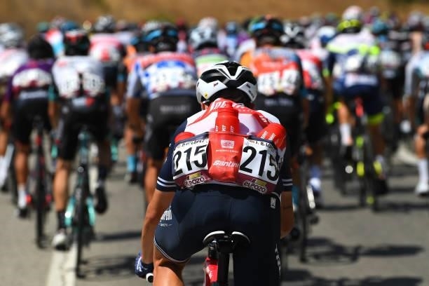 Detailed view of Juan Pedro López of Spain and Team Trek - Segafredo carrying the feed for his teammates during the 76th Tour of Spain 2021, Stage 12...