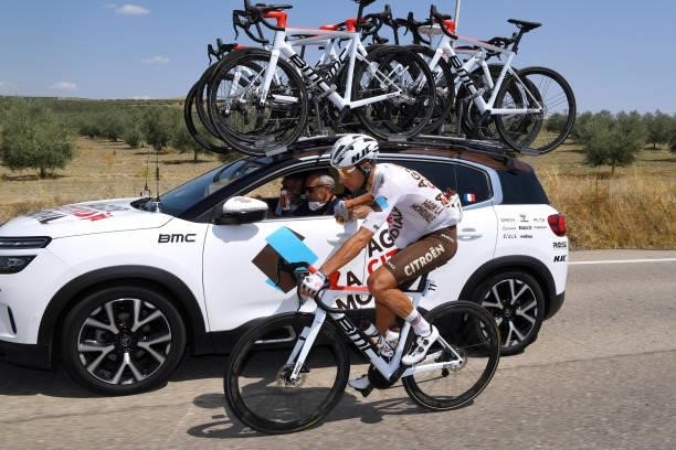 Geoffrey Bouchard of France and AG2R Citröen Team in feed zone during the 76th Tour of Spain 2021, Stage 12 a 175 km stage from Jaén to Córdoba /...