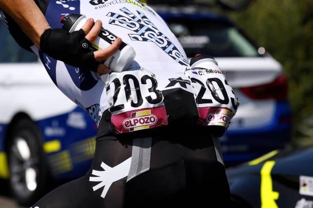 Detailed view of Connor Brown of New Zealand and Team Qhubeka Nexthash carrying the feed for his teammates during the 76th Tour of Spain 2021, Stage...