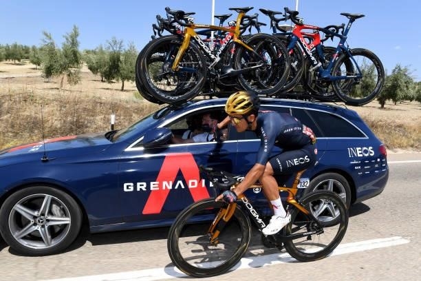 Richard Carapaz of Ecuador and Team INEOS Grenadiers in feed zone during the 76th Tour of Spain 2021, Stage 12 a 175 km stage from Jaén to Córdoba /...