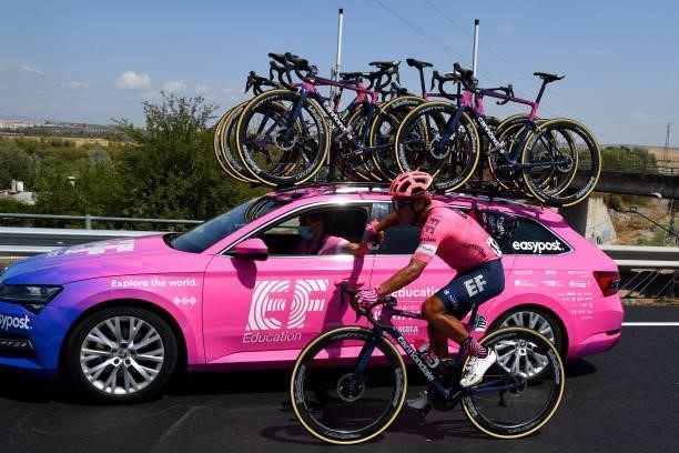Jonathan Klever Caicedo Cepeda of Ecuador and Team EF Education - Nippo in feed zone during the 76th Tour of Spain 2021, Stage 12 a 175 km stage from...