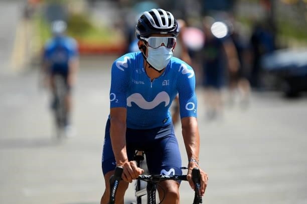 Nelson Oliveira of Portugal and Movistar Team prepares for the race prior to the 76th Tour of Spain 2021, Stage 12 a 175 km stage from Jaén to...