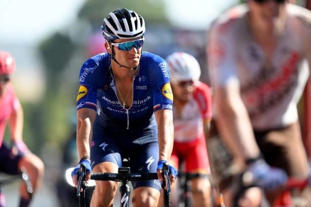 Zdenek Stybar of Czech Republic and Team Deceuninck - Quick-Step crosses the finishing line during the 76th Tour of Spain 2021, Stage 12 a 175 km...