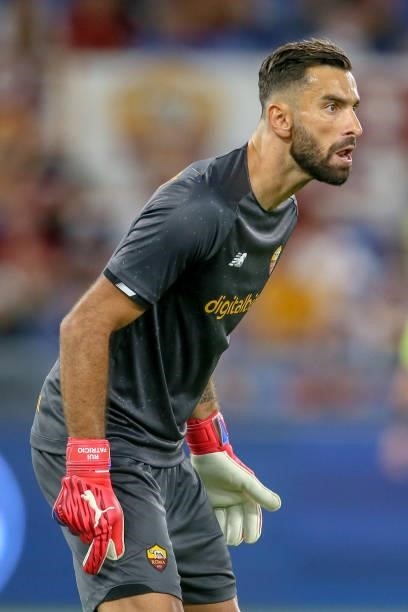 Goalkeeper Rui Patricio of AS Roma looks on during the UEFA Conference League Play-Offs Leg Two match between AS Roma and Trabzonspor at Olimpico...