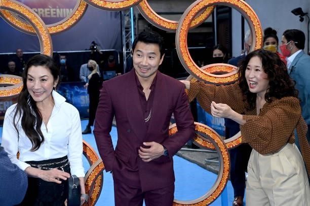 Michelle Yeoh, Simu Liu and Sandra Oh attend the "Shang-Chi
