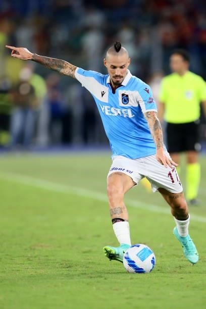 Marek Hamsik of Trabzonspor in action during the UEFA Conference League Play-Offs Leg Two match between AS Roma and Trabzonspor at Olimpico Stadium...