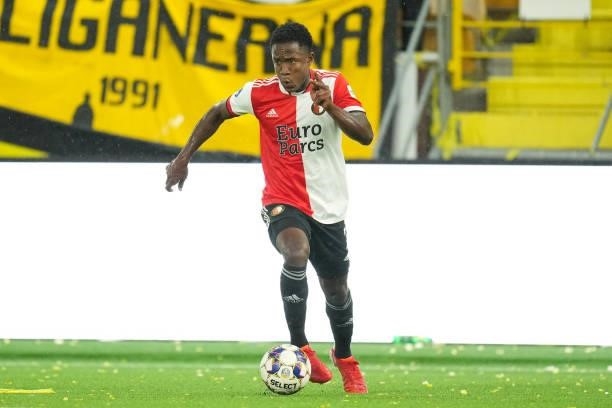 Luis Sinisterra of Feyenoord during the UEFA Conference League match between IF Elfsborg and Feyenoord at Boras Arena on August 26, 2021 in Boras,...