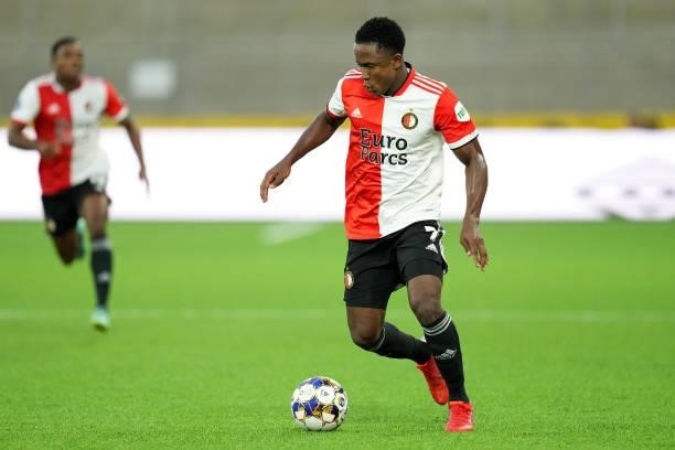 Luis Sinisterra of Feyenoord during the UEFA Conference League match between IF Elfsborg and Feyenoord at Boras Arena on August 26, 2021 in Boras,...