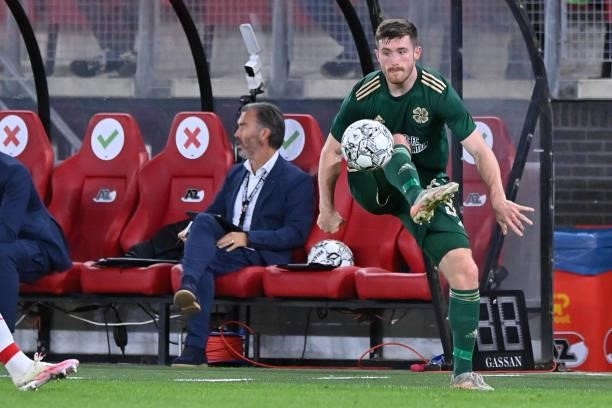 Anthony Ralston of Celtic during the UEFA Europa League play off match between AZ and Celtic at AFAS Stadion on August 26, 2021 in Alkmaar,...