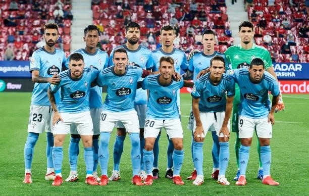 Celta de Vigo line up for a team photo prior to the La Liga Santader match between CA Osasuna and RC Celta de Vigo at Estadio El Sadar on August 23,...
