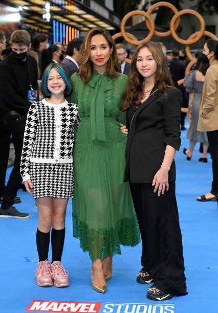 Ava Bailey Quinn, Myleene Klass and Hero Harper Quinn attend the UK premiere of "Shang-Chi and the Legend of the Ten Rings