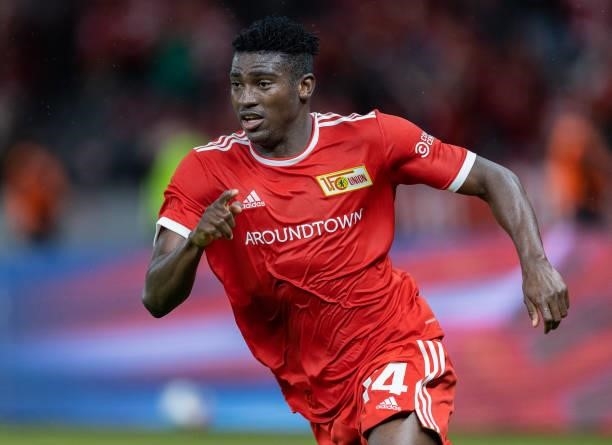 Taiwo Awoniyi of 1.FC Union Berlin in action during the UEFA Conference League Play-Offs Leg Two match between 1. FC Union Berlin and Kuopion PS at...