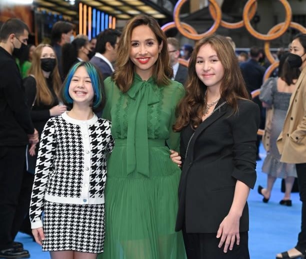 Ava Bailey Quinn, Myleene Klass and Hero Harper Quinn attend the UK premiere of "Shang-Chi and the Legend of the Ten Rings