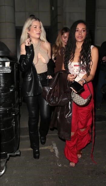 Lottie Moss and Blithe Saxon seen attending PrettyLittleThing by Molly Mae - launch party at Novikov on August 26, 2021 in London, England.