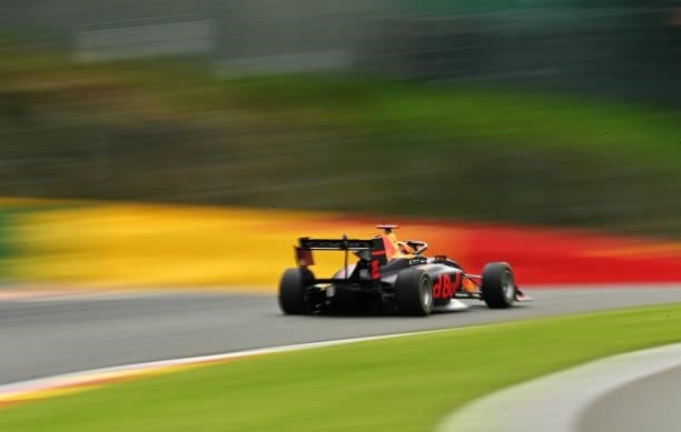 Jonny Edgar of Great Britain and Carlin Buzz Racing drives during practice ahead of Round 5:Spa-Francorchamps of the Formula 3 Championship at...