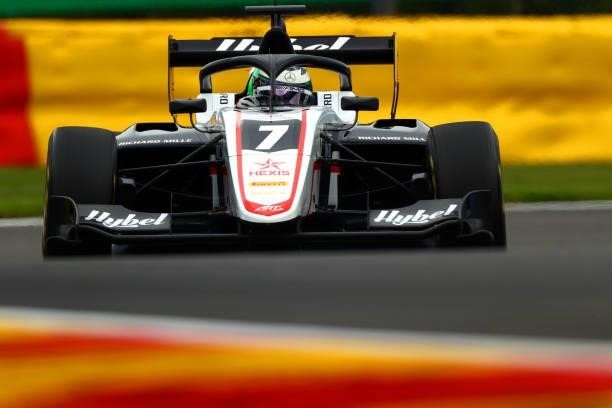 Frederik Vesti of Denmark and ART Grand Prix drives during practice ahead of Round 5:Spa-Francorchamps of the Formula 3 Championship at Circuit de...