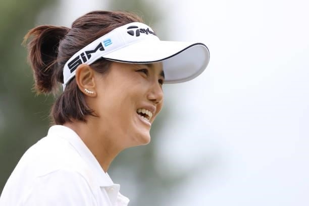 Mi-Jeong Jeon of South Korea smiles during the second round of the Nitori Ladies at Otaru Country Club on August 27, 2021 in Otaru, Hokkaido, Japan.