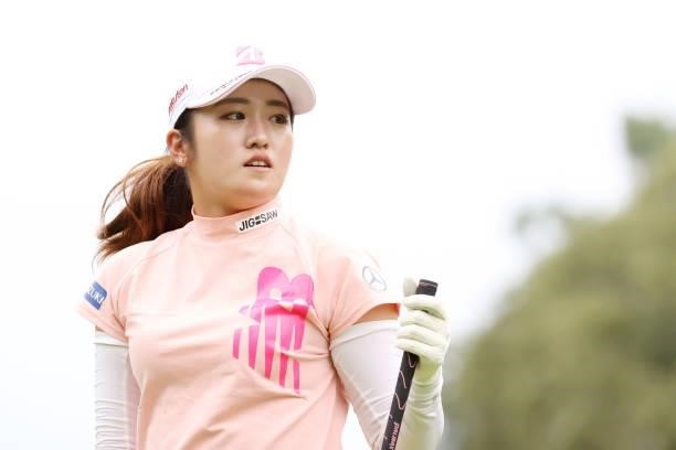 Mone Inami of Japan looks on during the second round of the Nitori Ladies at Otaru Country Club on August 27, 2021 in Otaru, Hokkaido, Japan.