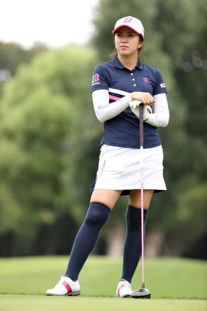 Kotone Hori of Japan looks on during the second round of the Nitori Ladies at Otaru Country Club on August 27, 2021 in Otaru, Hokkaido, Japan.