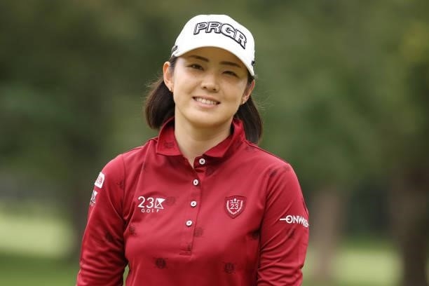 Rie Tsuji of Japan smiles during the second round of the Nitori Ladies at Otaru Country Club on August 27, 2021 in Otaru, Hokkaido, Japan.