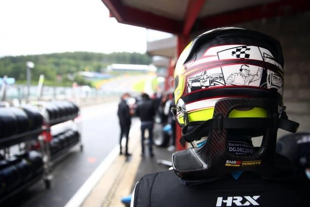 Tijmen van der Helm of Netherlands and MP Motorsport prepares to drive in the garage during qualifying ahead of Round 5:Spa-Francorchamps of the...