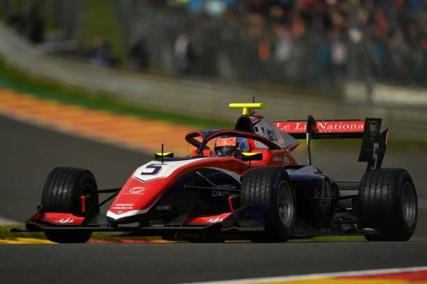 Clement Novalak of Great Britain and Trident drives during qualifying ahead of Round 5:Spa-Francorchamps of the Formula 3 Championship at Circuit de...