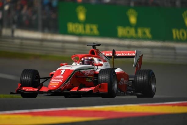 Dennis Hauger of Norway and Prema Racing drives during qualifying ahead of Round 5:Spa-Francorchamps of the Formula 3 Championship at Circuit de...
