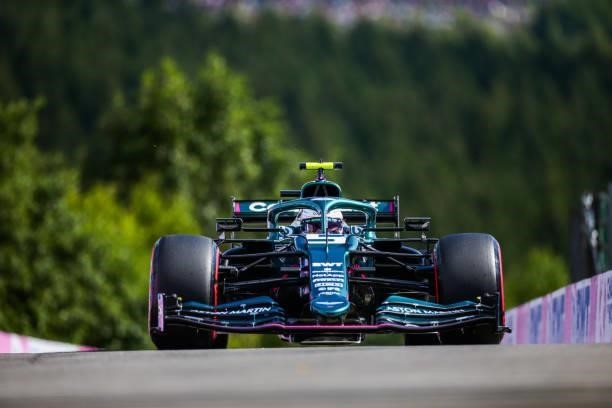 Sebastian Vettel of Aston Martin and Germany during practice ahead of the F1 Grand Prix of Belgium at Circuit de Spa-Francorchamps on August 27, 2021...
