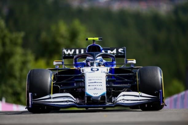 Nicolas Latifi of Canada and Williams during practice ahead of the F1 Grand Prix of Belgium at Circuit de Spa-Francorchamps on August 27, 2021 in...