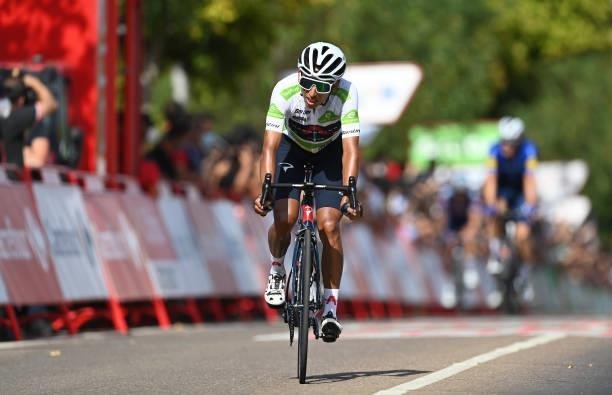 Egan Arley Bernal Gomez of Colombia and Team INEOS Grenadiers white best young jersey crosses the finishing line during the 76th Tour of Spain 2021,...