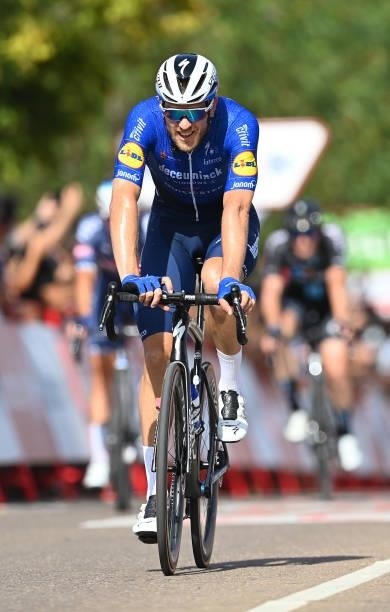 Bert Van Lerberghe of Belgium and Team Deceuninck - Quick-Step crosses the finishing line during the 76th Tour of Spain 2021, Stage 13 a 203,7km...