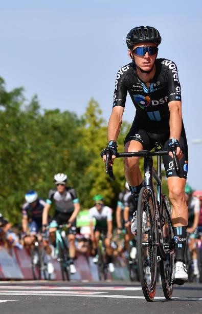 Romain Bardet of France and Team DSM crosses the finishing line during the 76th Tour of Spain 2021, Stage 13 a 203,7km stage from Belmez to...