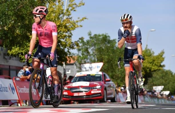 Lawson Craddock of United States and Team EF Education - Nippo and Quinn Simmons of United States and Team Trek - Segafredo cross the finishing line...